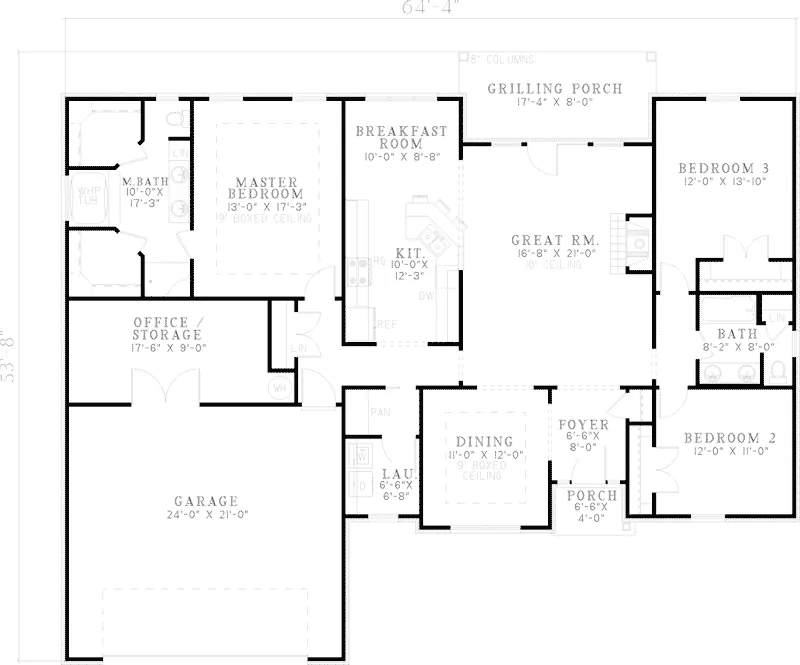 Ranch House Plan First Floor - Briarcliff Traditional Home 055D-0842 - Search House Plans and More