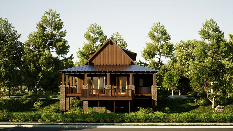 Mountain House Plan Front of Home - Kirkland Place Rustic Home 055D-0850 - Search House Plans and More