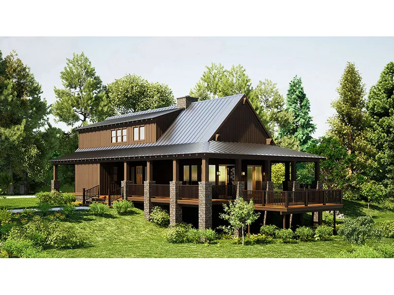 Mountain House Plan Side View Photo - Kirkland Place Rustic Home 055D-0850 - Search House Plans and More