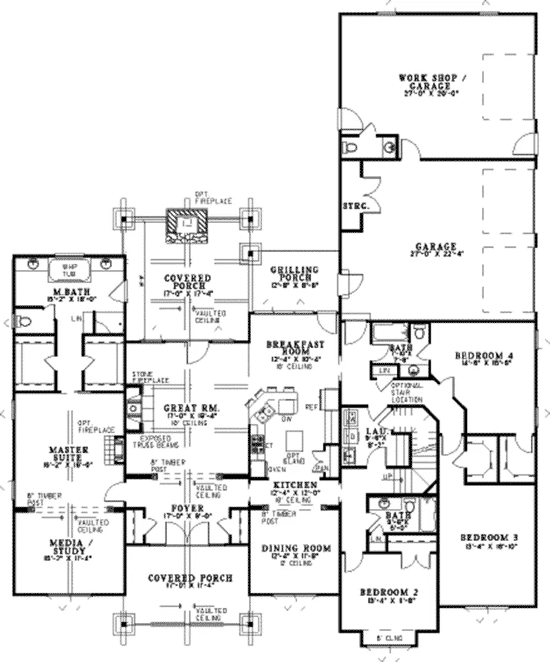 Craftsman House Plan First Floor - Chepstow Shingle Style Home 055D-0858 - Search House Plans and More