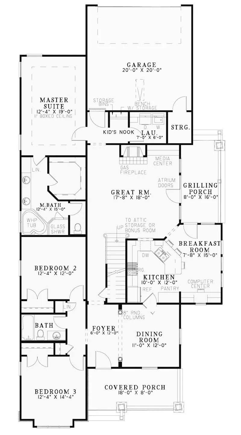 Ranch House Plan First Floor - Colby Country Home 055D-0880 - Search House Plans and More