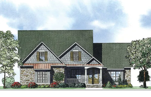 Craftsman House Plan Front of Home - Mortons Grove Craftsman Home 055D-0883 - Shop House Plans and More