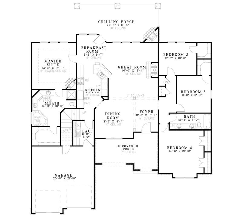 Ranch House Plan First Floor - Jacqueline European Home 055D-0886 - Search House Plans and More