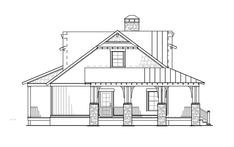 Craftsman House Plan Left Elevation - Silvercrest Craftsman Cabin Home 055D-0891 - Shop House Plans and More