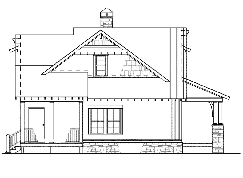 Craftsman House Plan Rear Elevation - Silvercrest Craftsman Cabin Home 055D-0891 - Shop House Plans and More