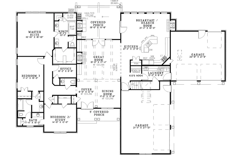 Ranch House Plan First Floor - Francine Place Traditional Home 055D-0897 - Search House Plans and More
