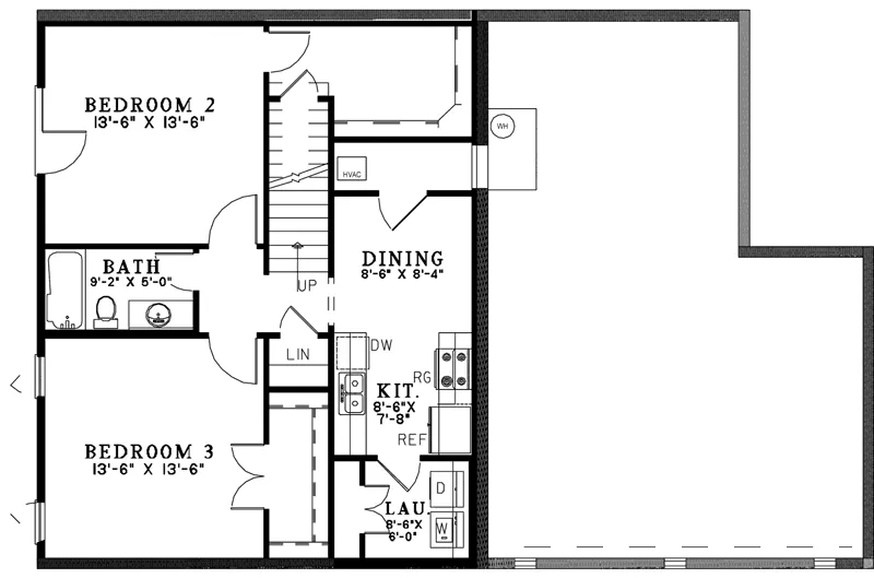 Ranch House Plan Lower Level Floor - Flatrock Hollow Acadian Home 055D-0903 - Search House Plans and More