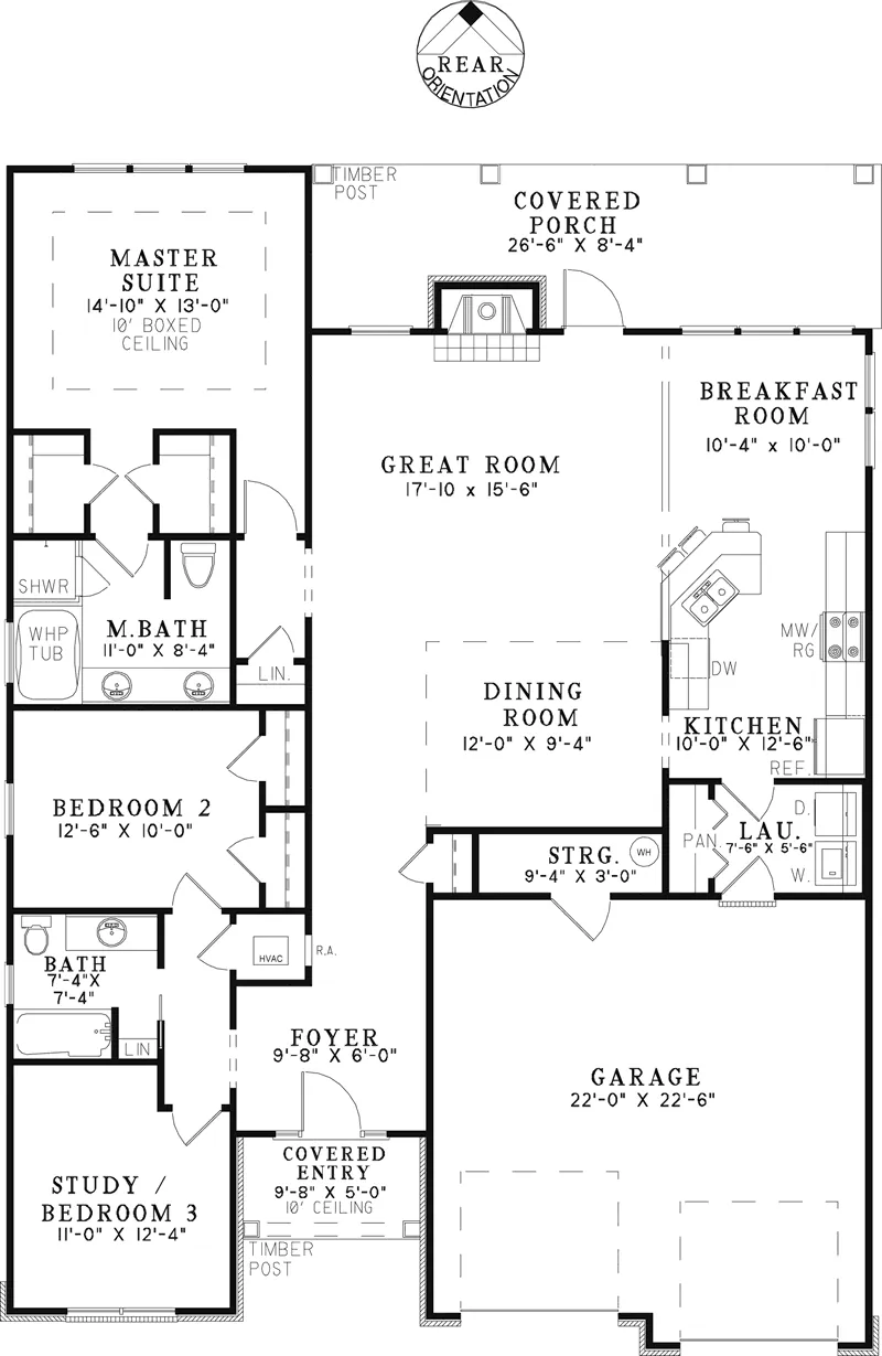 Ranch House Plan First Floor - Sauk Rapids Craftsman Home 055D-0905 - Shop House Plans and More