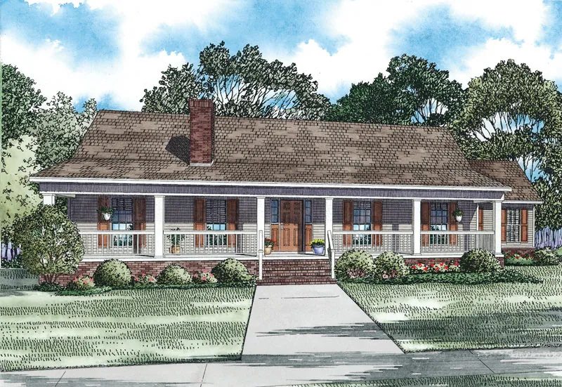 Farmhouse Plan Front of Home - Gasthoff Acadian Country Home 055D-0913 - Search House Plans and More