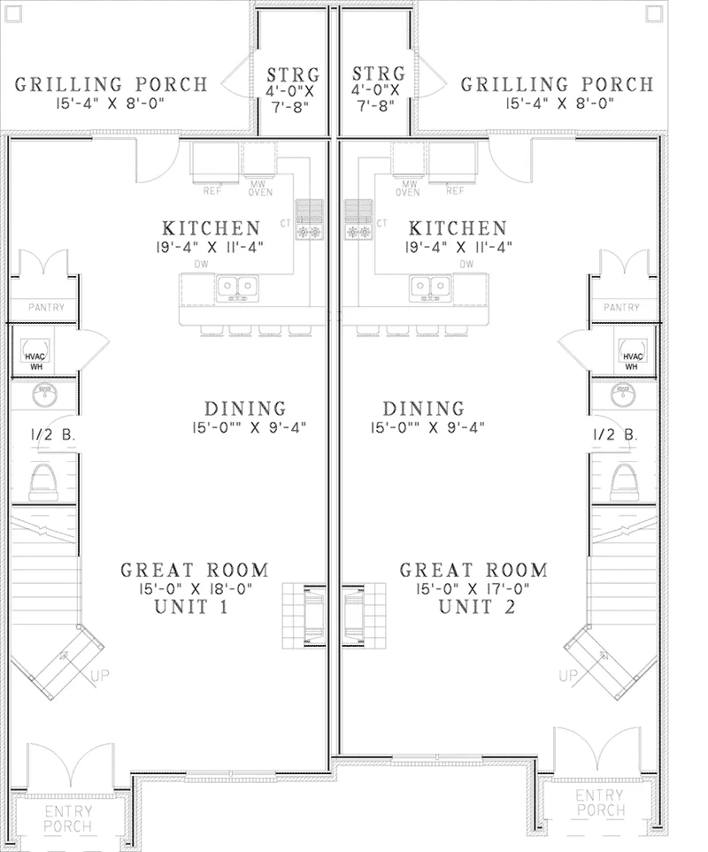 European House Plan First Floor - McCarroll Duplex 055D-0931 - Shop House Plans and More