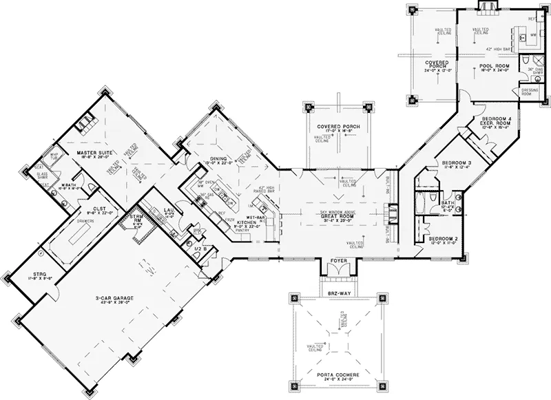 Luxury House Plan First Floor - Macedonian Escape Ranch Home 055D-0932 - Shop House Plans and More