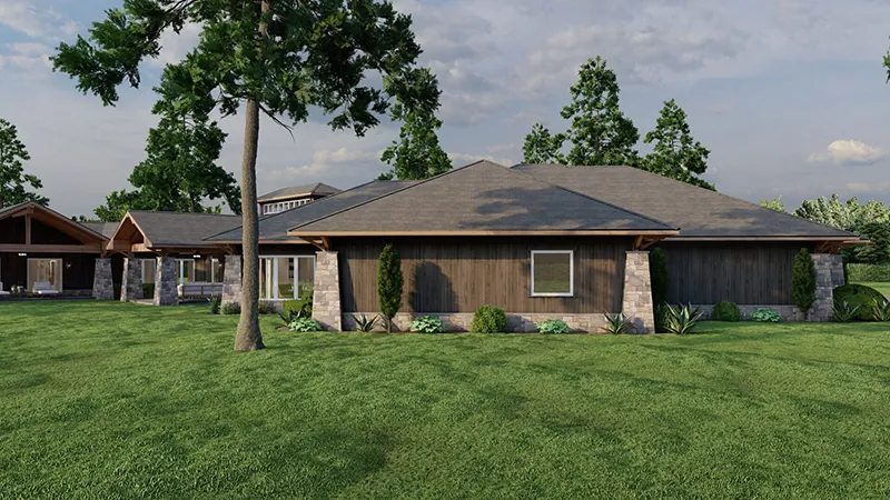 Luxury House Plan Side View Photo 01 - Macedonian Escape Ranch Home 055D-0932 - Shop House Plans and More