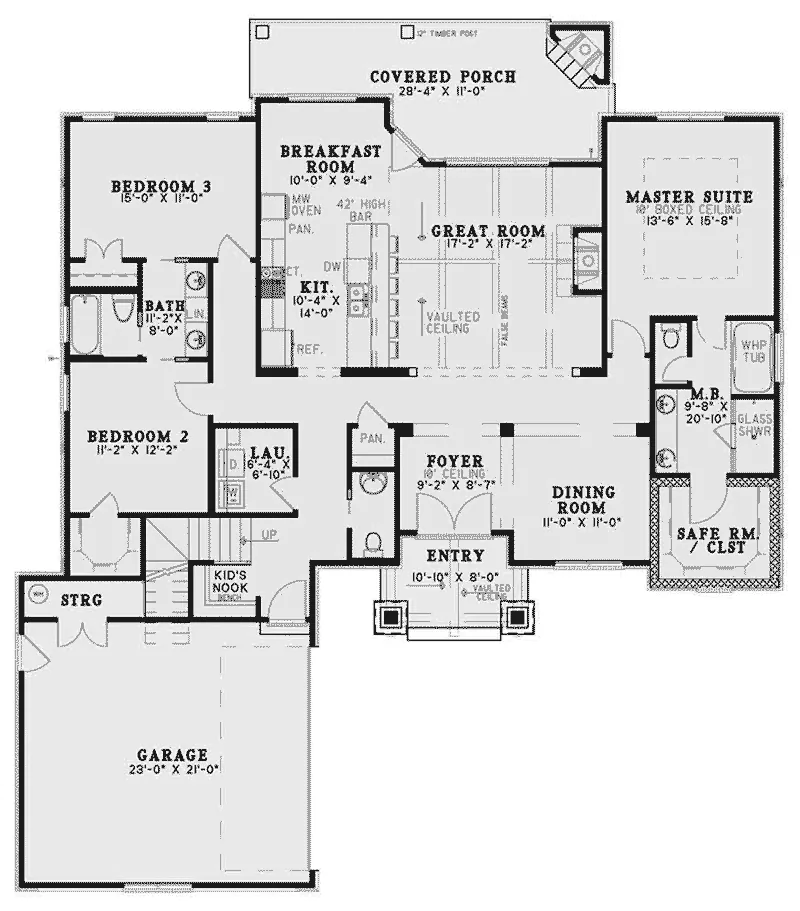Lake House Plan First Floor - Keystone Lane Rustic Home 055D-0935 - Search House Plans and More