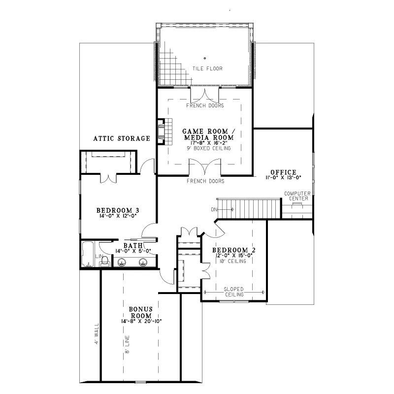 Tudor House Plan Second Floor - Lindenwood Cove Tudor Home 055D-0938 - Shop House Plans and More