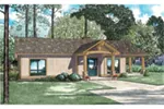 Lake House Plan Front of Home - Cozy Getaway Lake Cabin 055D-0944 - Search House Plans and More