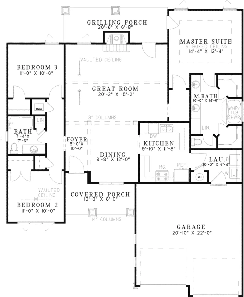 Arts & Crafts House Plan First Floor - Westmeyer Craftsman Home 055D-0953 - Shop House Plans and More