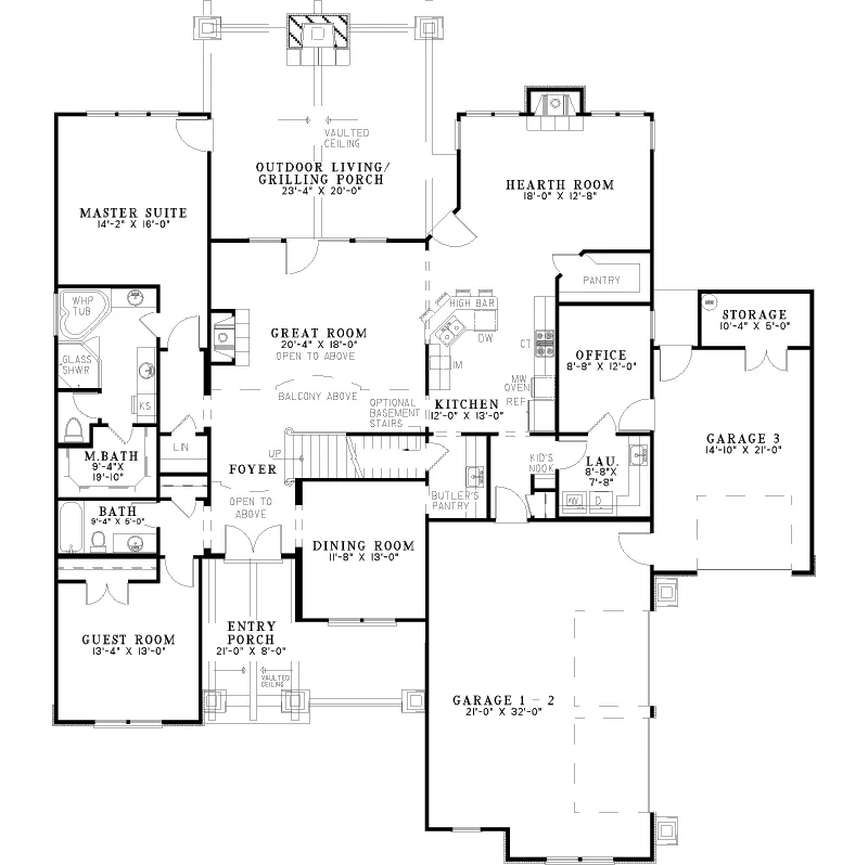 Traditional Home Plan First Floor 055D-0954