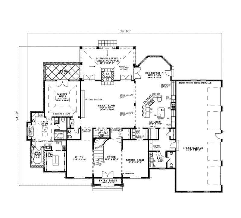 Southern Home Plan First Floor 055D-0957