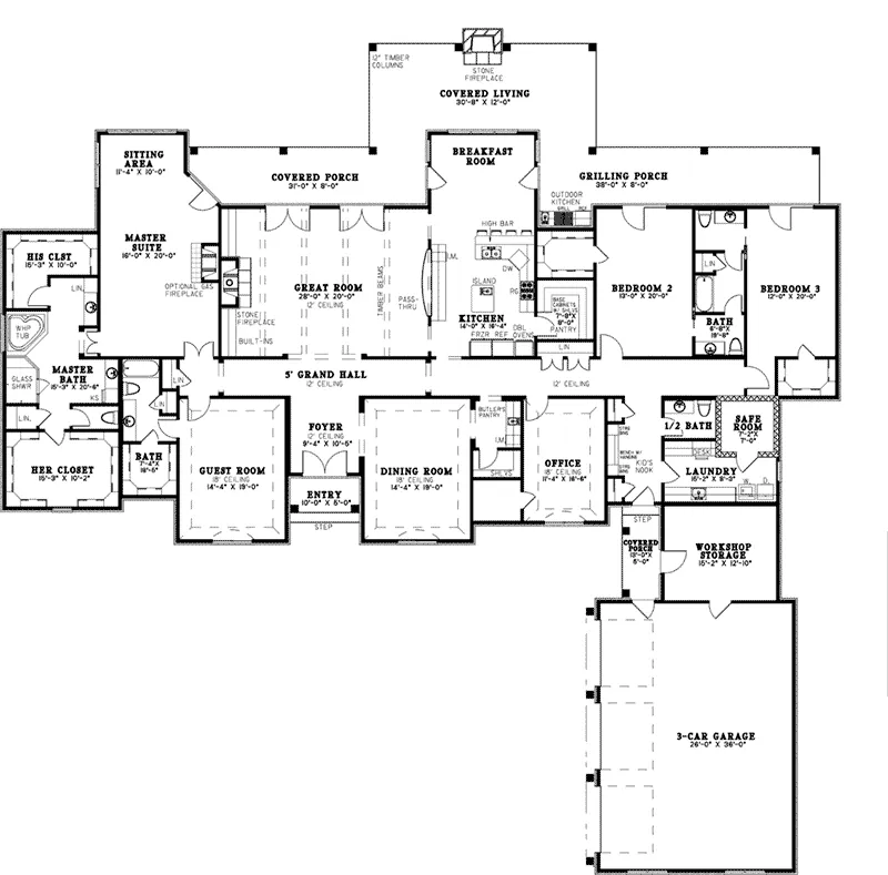 European House Plan First Floor - Wilmer Valley Luxury Home 055D-0958 - Shop House Plans and More
