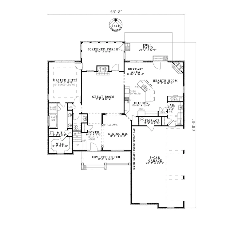 Craftsman House Plan First Floor - Sappington Traditional Home 055D-0960 - Shop House Plans and More