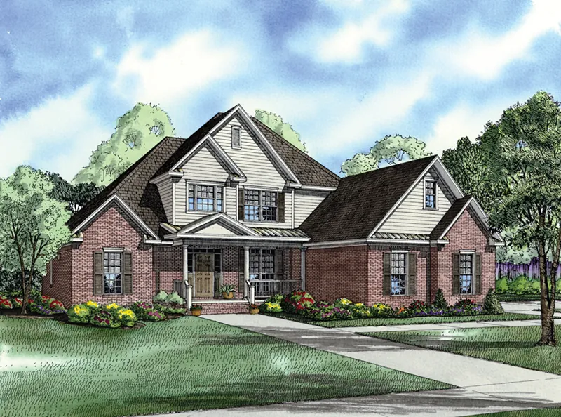Craftsman House Plan Front of Home - Sappington Traditional Home 055D-0960 - Shop House Plans and More