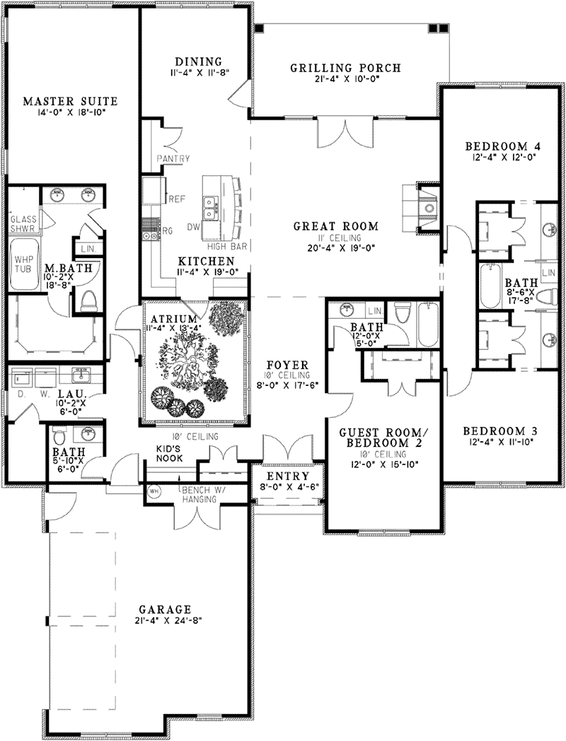 Ranch House Plan First Floor - Layton Circle Ranch Home 055D-0962 - Shop House Plans and More