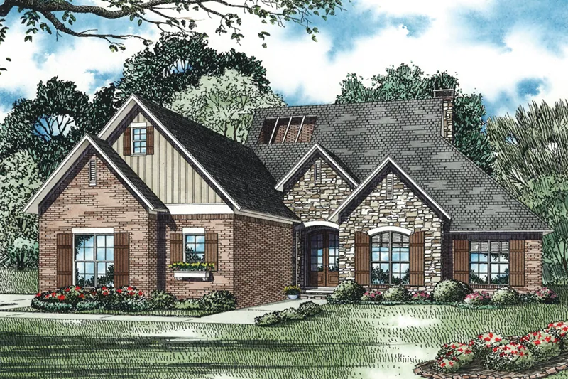 Ranch House Plan Front of Home - Layton Circle Ranch Home 055D-0962 - Shop House Plans and More
