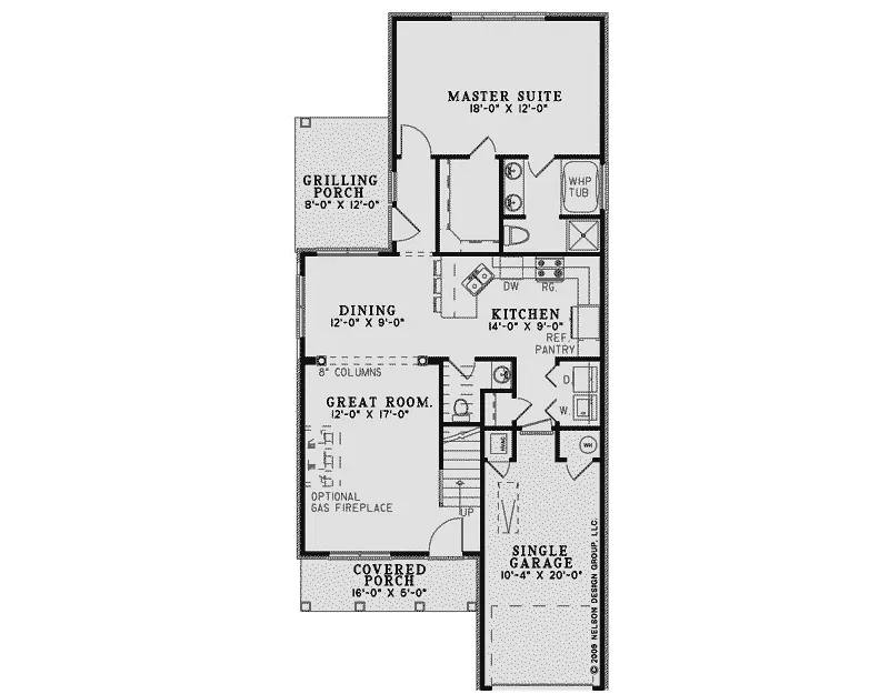 Southern House Plan First Floor - Harris Landing Narrow Lot Home 055D-0967 - Search House Plans and More