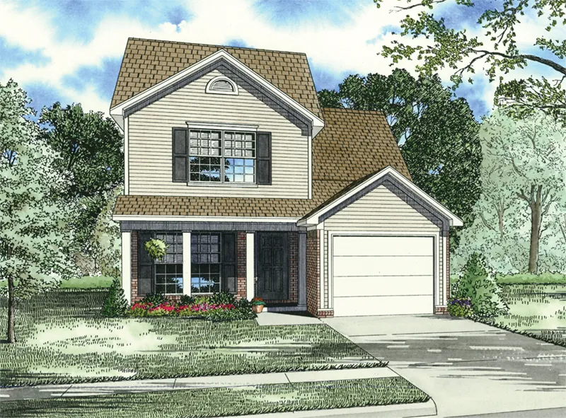 Southern House Plan Front of Home - Harris Landing Narrow Lot Home 055D-0967 - Search House Plans and More