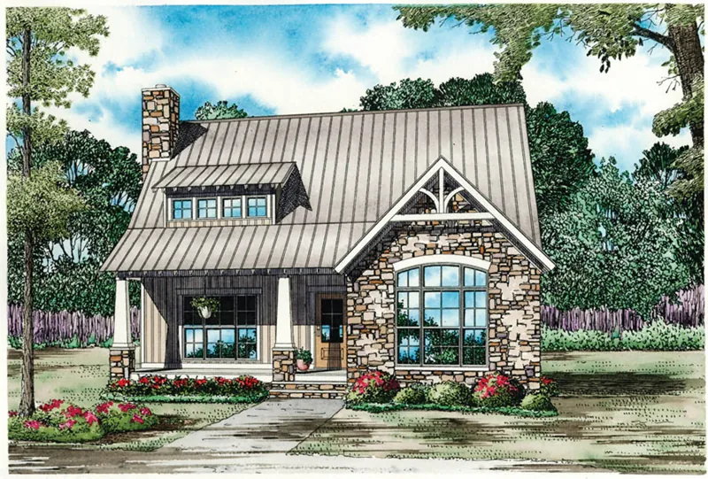 Bungalow House Plan Front of Home - Korte Creek Craftsman Home 055D-0992 - Search House Plans and More