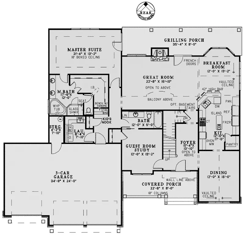 Country House Plan First Floor - Nicola Bay Traditional Home 055D-0999 - Shop House Plans and More