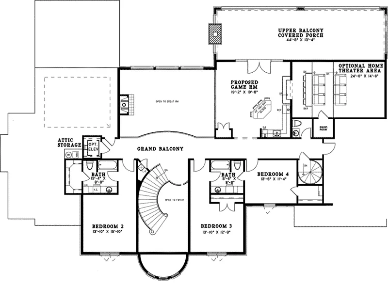 Southern House Plan Second Floor - Donatella Luxury Home 055D-1017 - Search House Plans and More