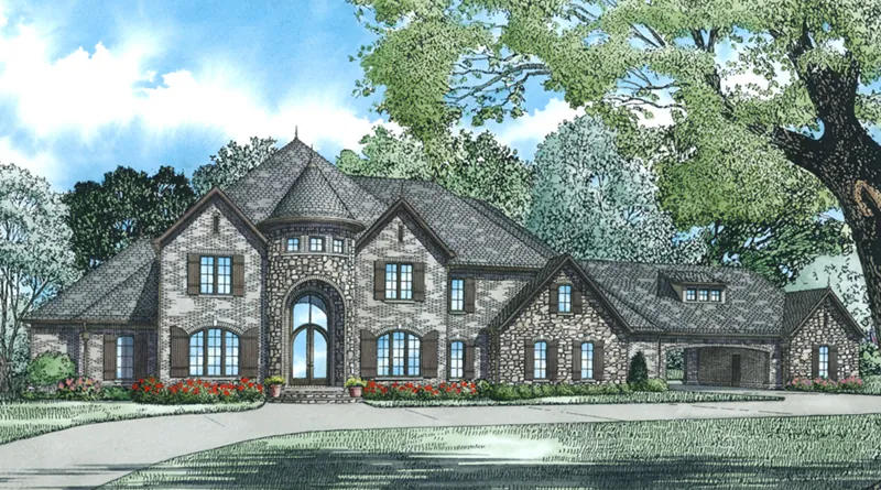 Southern House Plan Front of Home - Donatella Luxury Home 055D-1017 - Search House Plans and More