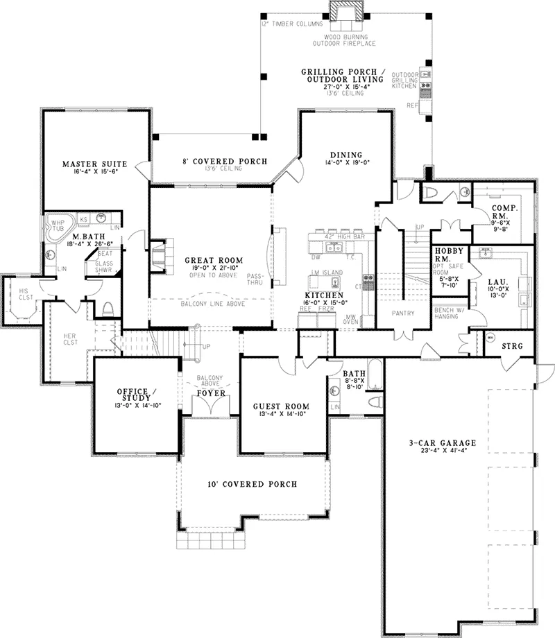 Country French House Plan First Floor - Eliza Place Luxury Home 055D-1021 - Search House Plans and More