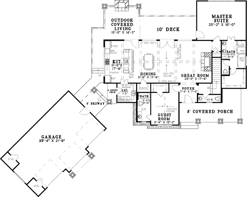 Country House Plan First Floor - Shaner Pass Craftsman Home 055D-1044 - Shop House Plans and More