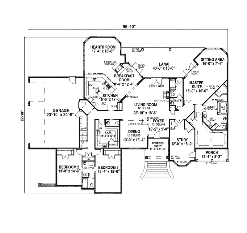 Traditional House Plan First Floor - Dunn Creek Luxury Home 055S-0009 - Search House Plans and More