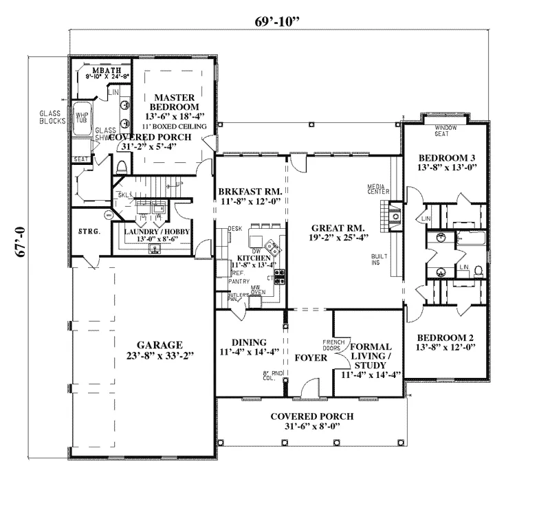 Luxury House Plan First Floor - Pine Acres Craftsman Home 055S-0012 - Shop House Plans and More