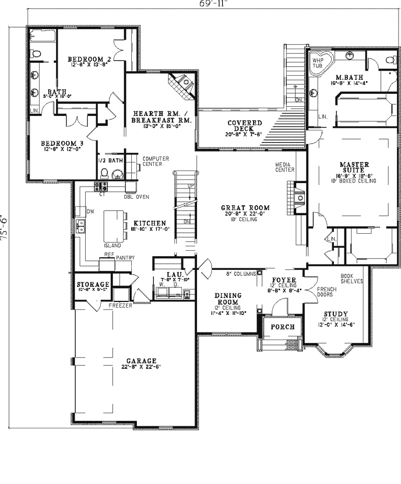 Traditional House Plan First Floor - Dunkirk Mill Luxury Home 055S-0018 - Search House Plans and More