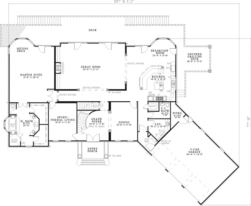 Traditional House Plan First Floor - Cherry Grove Luxury Home 055S-0037 - Search House Plans and More