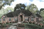Luxury House Plan Front Image - Leroux Brick Ranch Home 055S-0046 - Shop House Plans and More