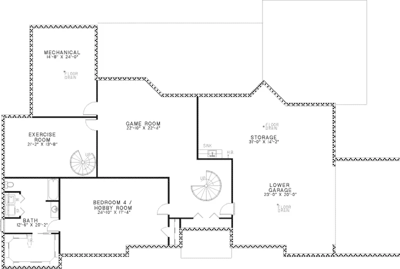 Luxury House Plan Lower Level Floor - Leroux Brick Ranch Home 055S-0046 - Shop House Plans and More