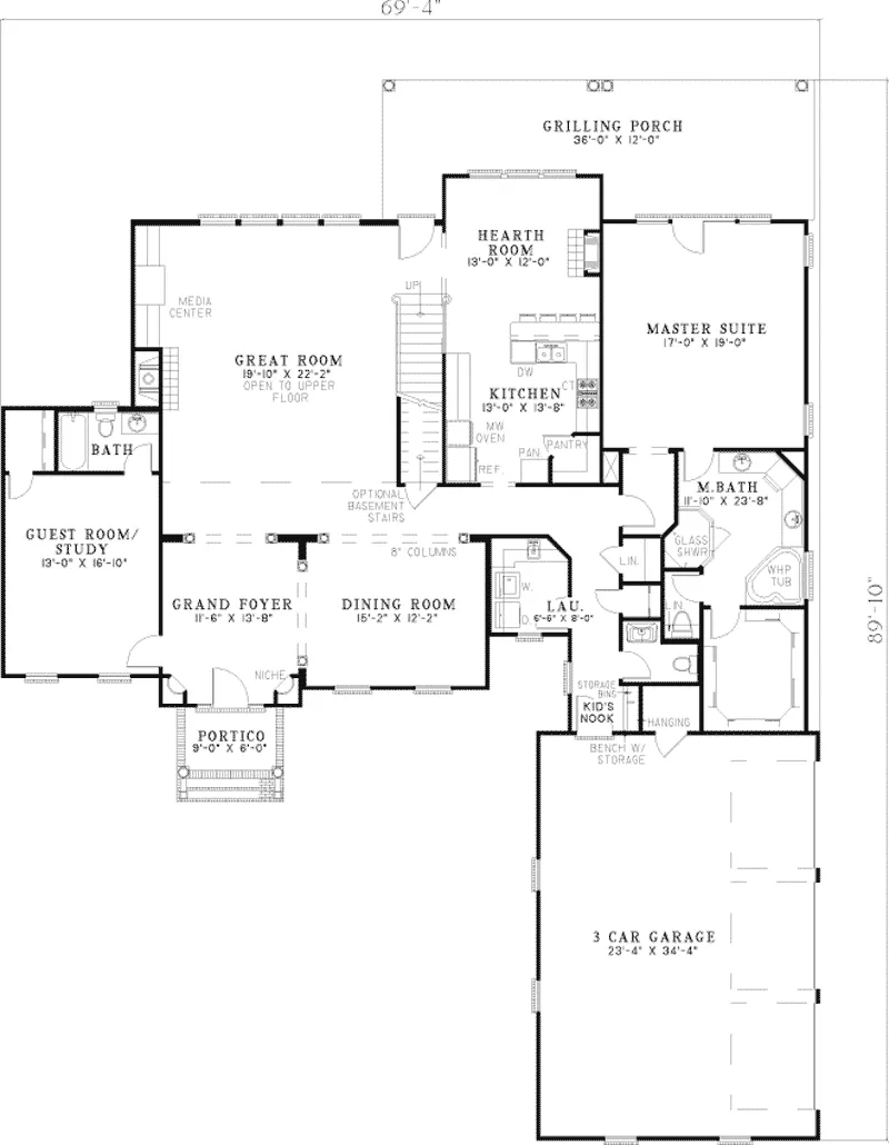 Shingle House Plan First Floor - Norbourne Luxury Home 055S-0051 - Shop House Plans and More