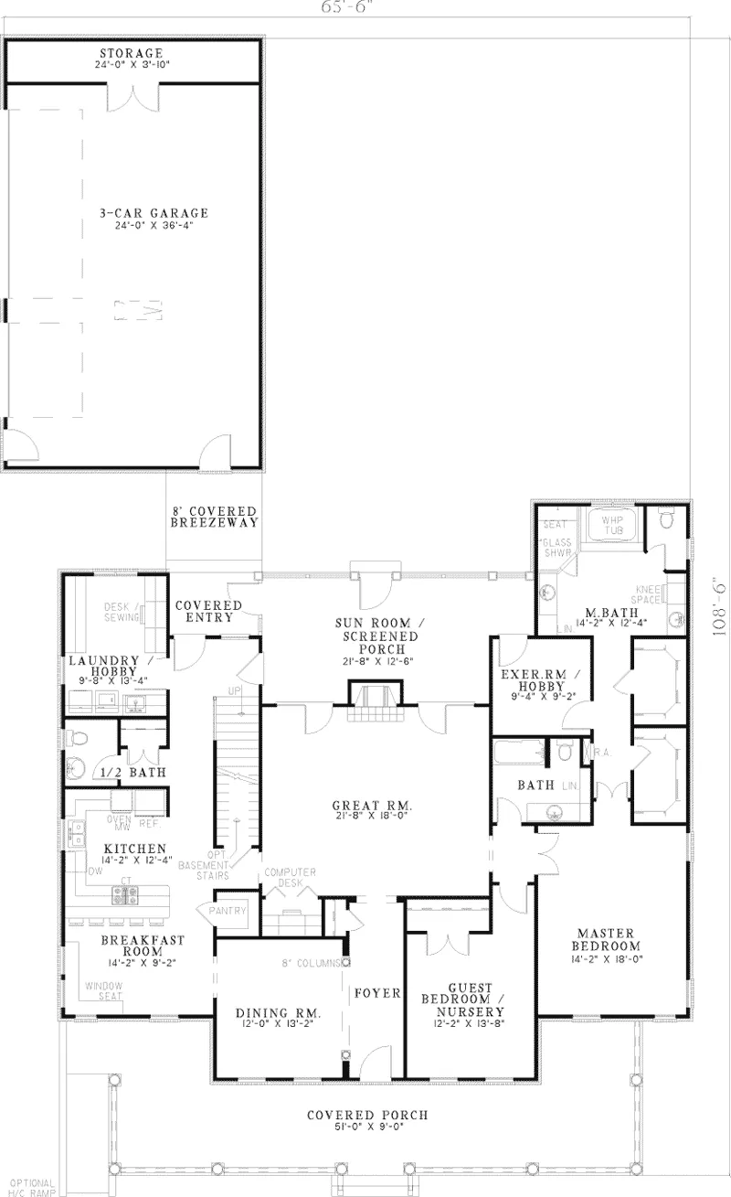 Luxury House Plan First Floor - Mendell Plantation Home 055S-0053 - Shop House Plans and More