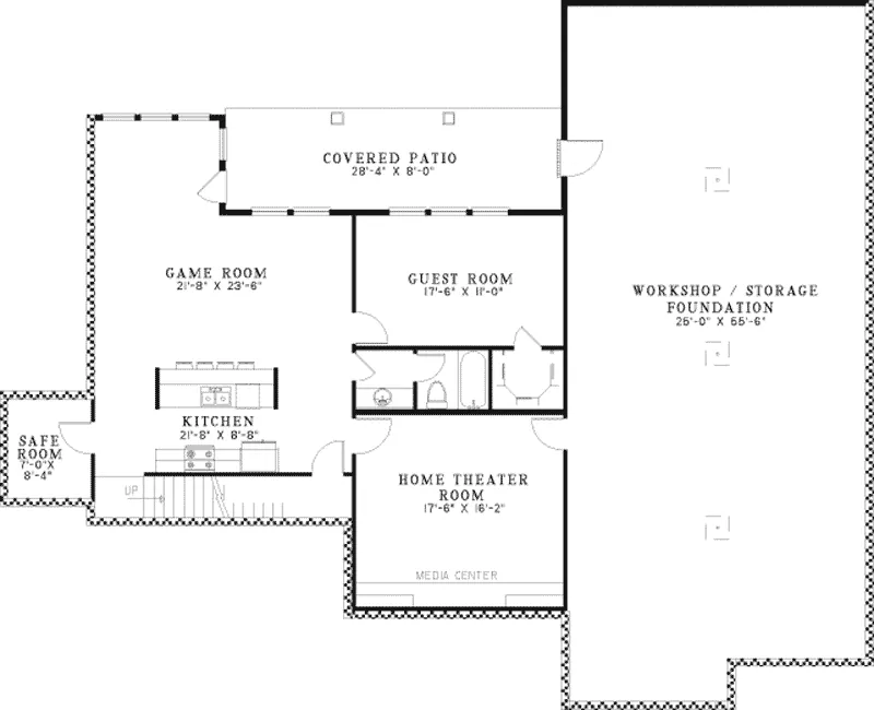 Arts & Crafts House Plan Lower Level Floor - Fulbright Manor Luxury Home 055S-0064 - Search House Plans and More