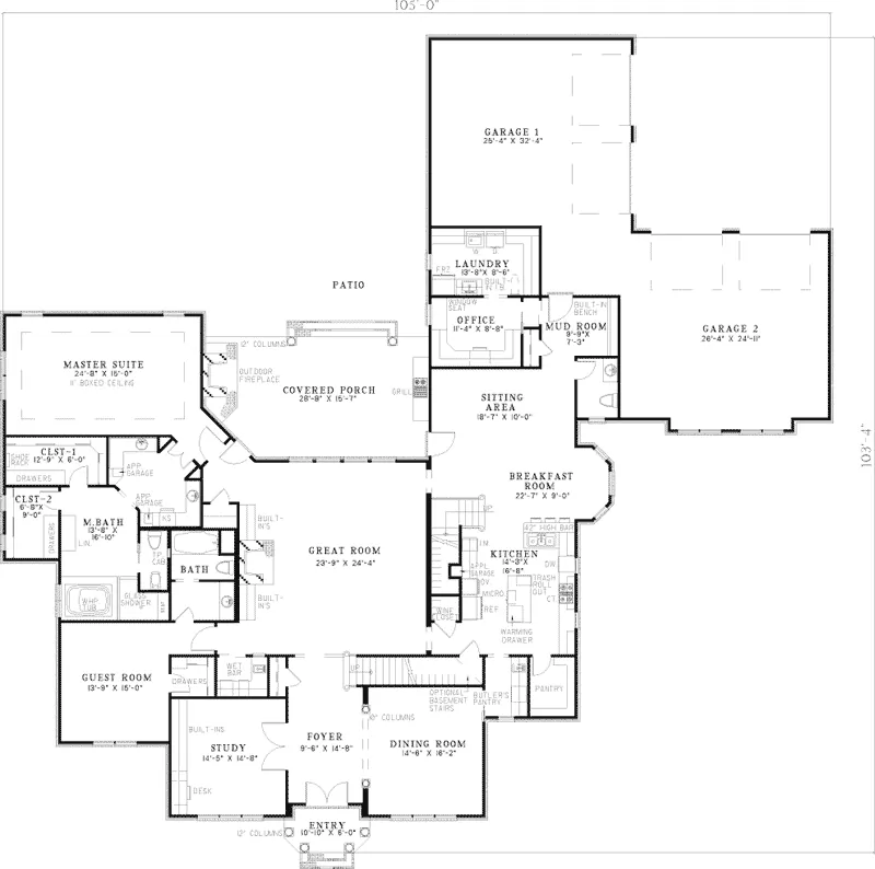 Traditional House Plan First Floor - Forest Manor Luxury Home 055S-0066 - Search House Plans and More