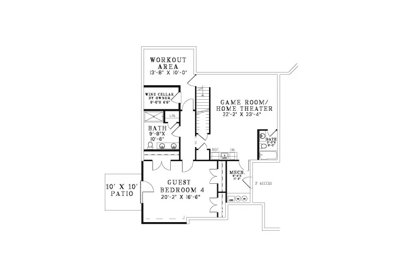 Ranch House Plan Lower Level Floor - Deerwood Park Luxury Home 055S-0075 - Search House Plans and More