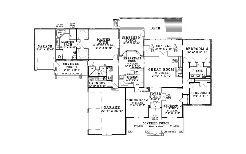Ranch House Plan First Floor - Burwell Luxury Home 055S-0104 - Search House Plans and More