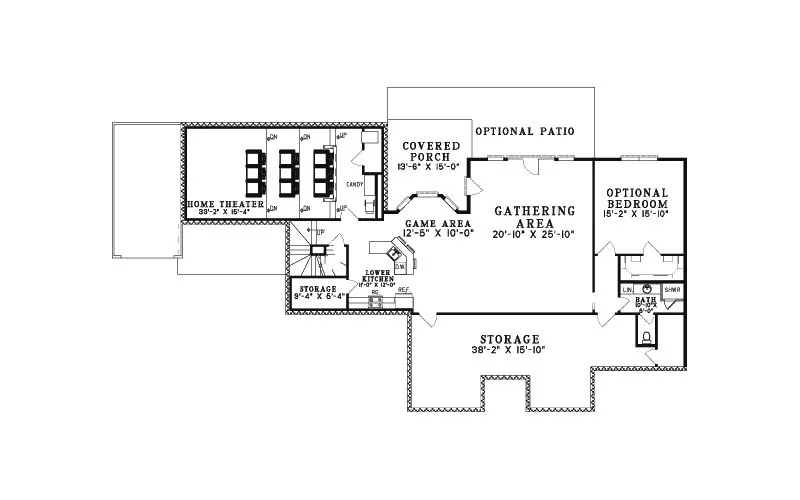 Ranch House Plan Lower Level Floor - Burwell Luxury Home 055S-0104 - Search House Plans and More