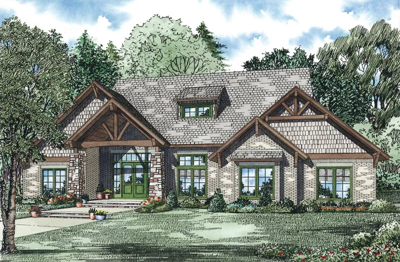 Craftsman House Plan Front Image - Haldane Rustic Luxury Home 055S-0116 - Search House Plans and More