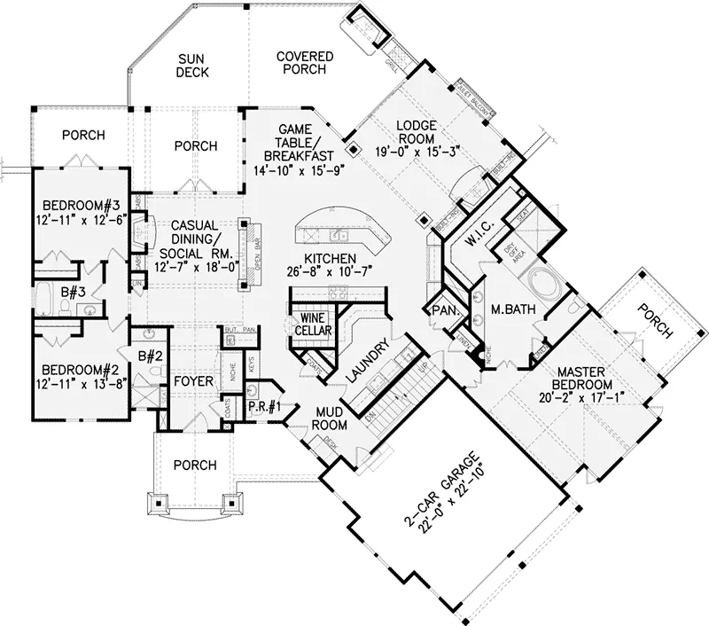 Mountain House Plan First Floor - 056D-0083 - Shop House Plans and More